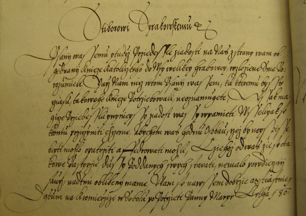 První písemný pramen o kostele sv. Kateřiny z roku 1580
