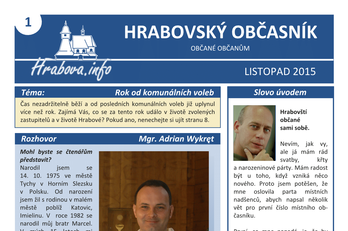 Hrabovský občasník – Listopad 2015