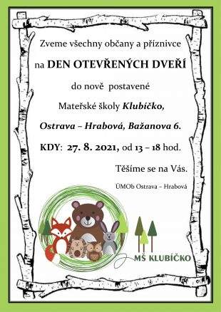 Mateřská škola Klubíčko: Den otevřených dveří v nové budově – 27.8. 2021