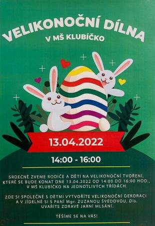 MŠ Klubíčko v Hrabové: Velikonoční dílničky – 13.4. 2022