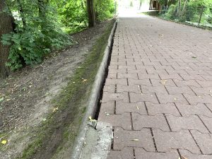 Některé obrubníky nebyly na ulici Domovská loni opraveny