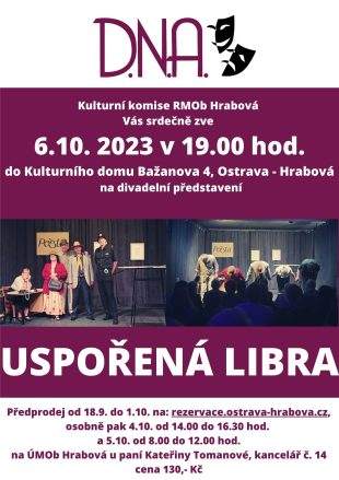 Hrabová: Divadelní představení Uspořená libra – 6.10. 2023