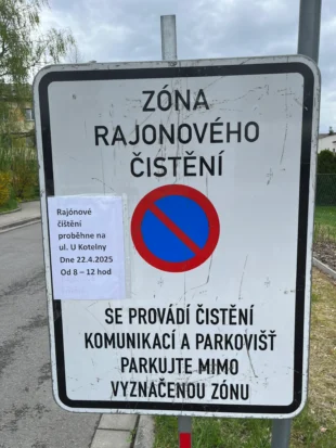 Připomínáme: V úterý 22.4. 2025 proběhne čištění ulice U Kotelny