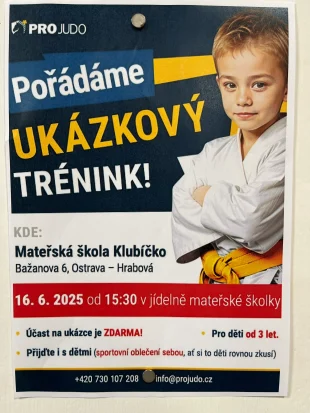 MŠ Klubíčko: Pozvánka na ukázkový trénink juda - 16.6. 2025